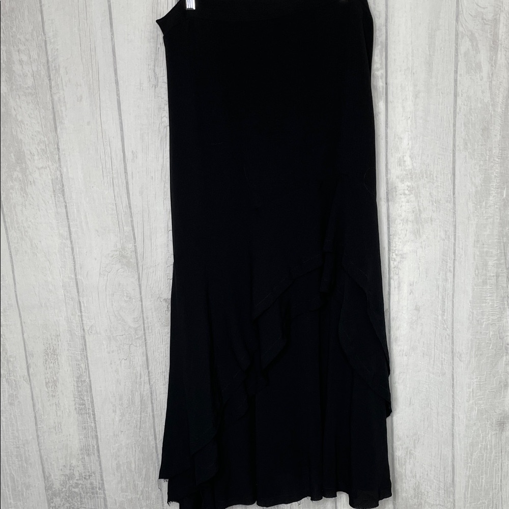Karen Kane Black Asymmetrical Hi-Low Layered Maxi Skirt. NWT
